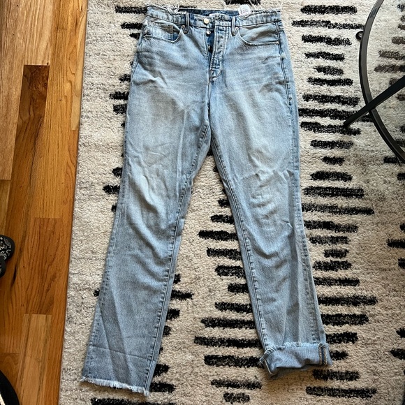 Good American Good Boy Denim Jeans Frayed Hem 8 - Picture 3 of 6